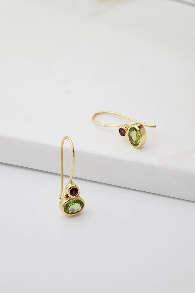 Ana Earring by Zafino - Garnet & Peridot