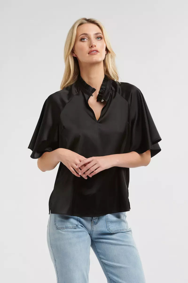 Angelica Satin Top by 365 Days - Black